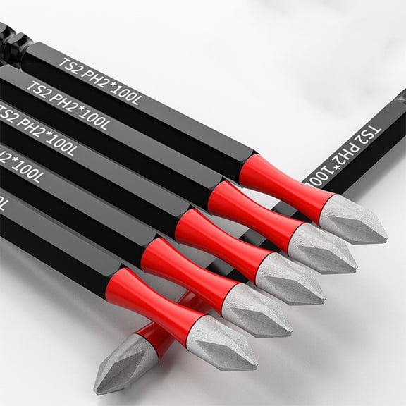 5Pcs Cross Magnetic Screwdriver Bit Alloy Steel Anti-Slip Long Drill Bits Ph2 100Mm