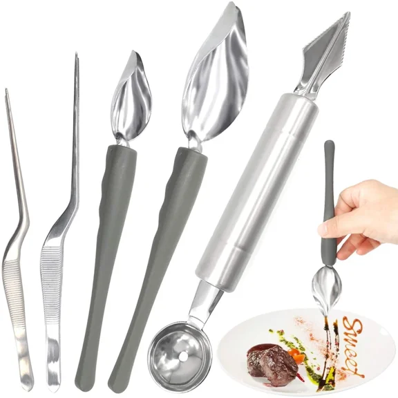 5Pcs Culinary Decorating Spoon Set Chef Tools For Plate Presentation