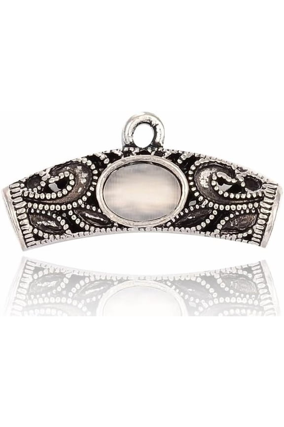 5Pcs Curved Tube Antique Silver Plated Alloy Cat Eye Tube Bails Loop Bails Large Scarf Bail Beads for DIY Jewelry Making Bracelets Necklaces Craft Accessories 14x30x9.5mm