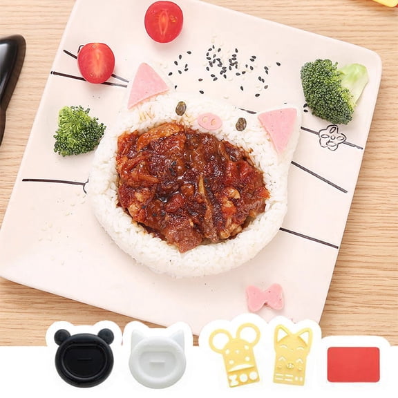 5Pcs Cute Cartoon Cat Bear Sushi Nori Rice Mold DIY Tool Kitchen Accessorie F AL