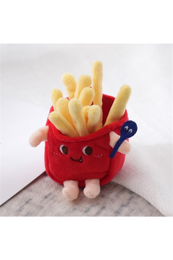 5Pcs Cute Cartoon Food Keychain! Iuhan Cartoons Hamburger Key Chain, French Hot Dog Chicken Leg Plush Keychain, Cute Food Cartoon Keyring for Backpack Purse Luggage Bag Decor