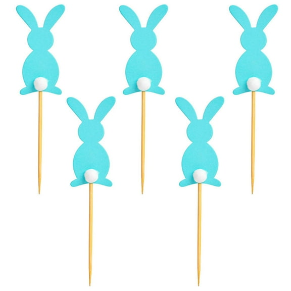 5Pcs Cute Happy Easter Rabbit Cake Toppers Festival Supplies Birthday Party Favors Bunny Easter Decoration