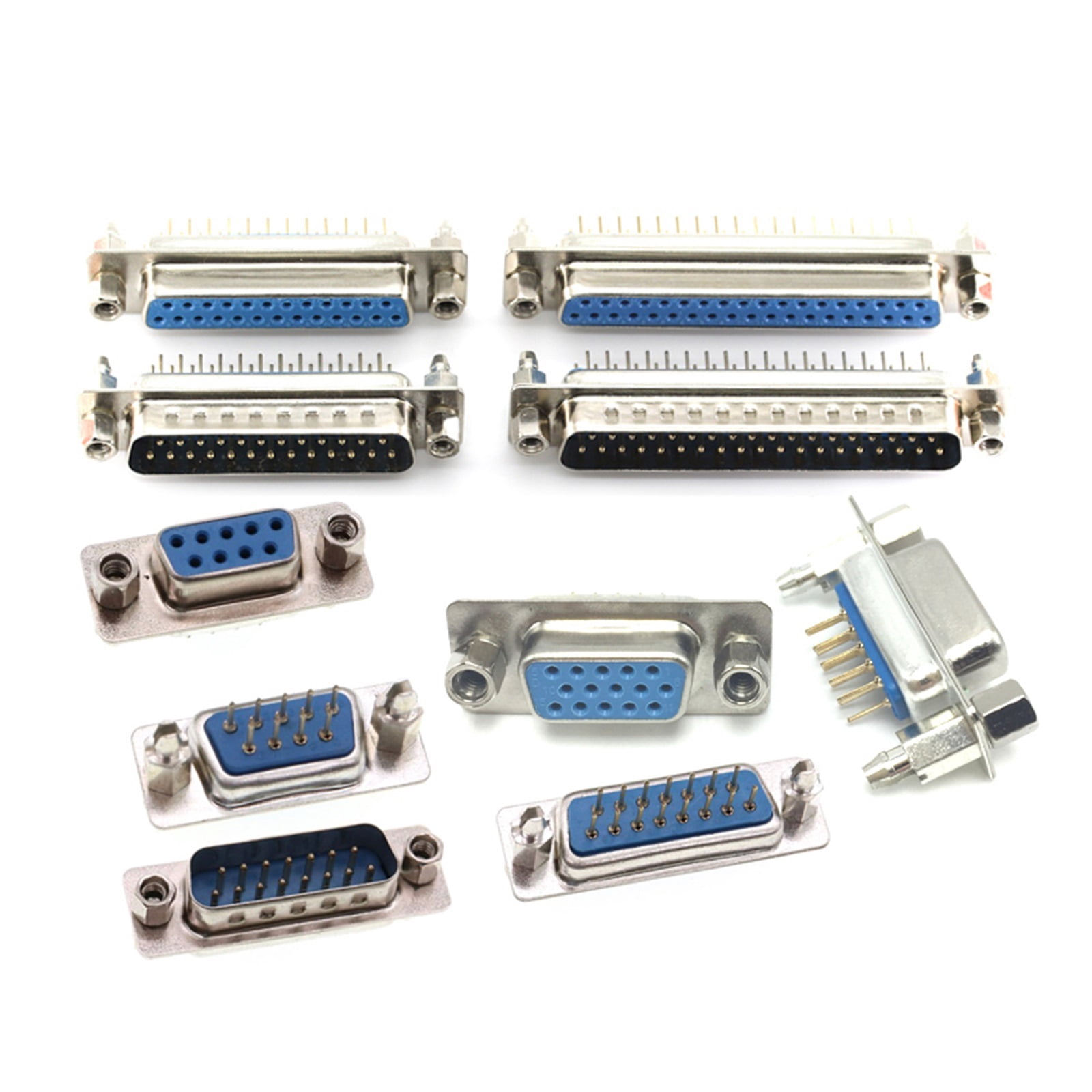 5Pcs DB9 DB15 DB25 DB37/9/15/25/37 Pin Straight 180 Degree Male Female ...