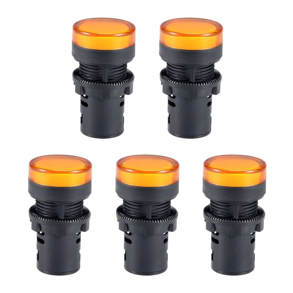 5Pcs /DC 12V Indicator Lights, Yellow , Flush Panel Mount 7/8" 22mm