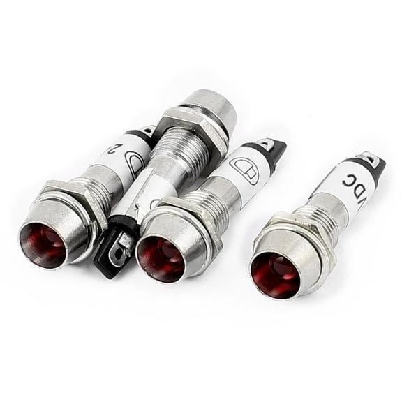 5Pcs DC 24V Red LED Metal Indicator Pilot Dash Light Signal Lamp