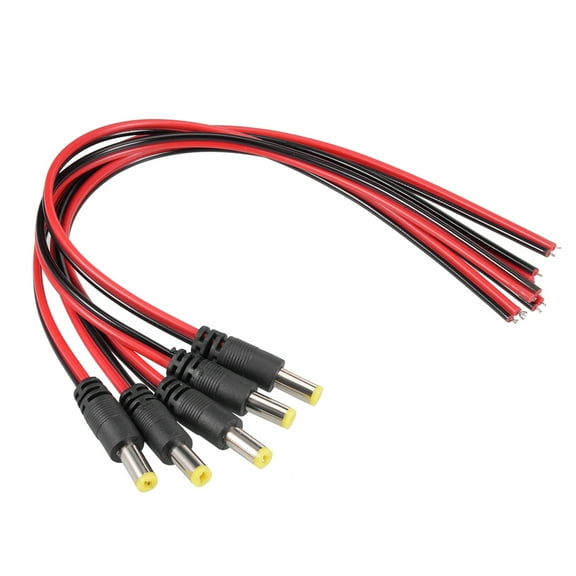 5Pcs DC Power Pigtail Cable Male Connectors for CCTV Camera Adapter 2.1mmx5.5 mm