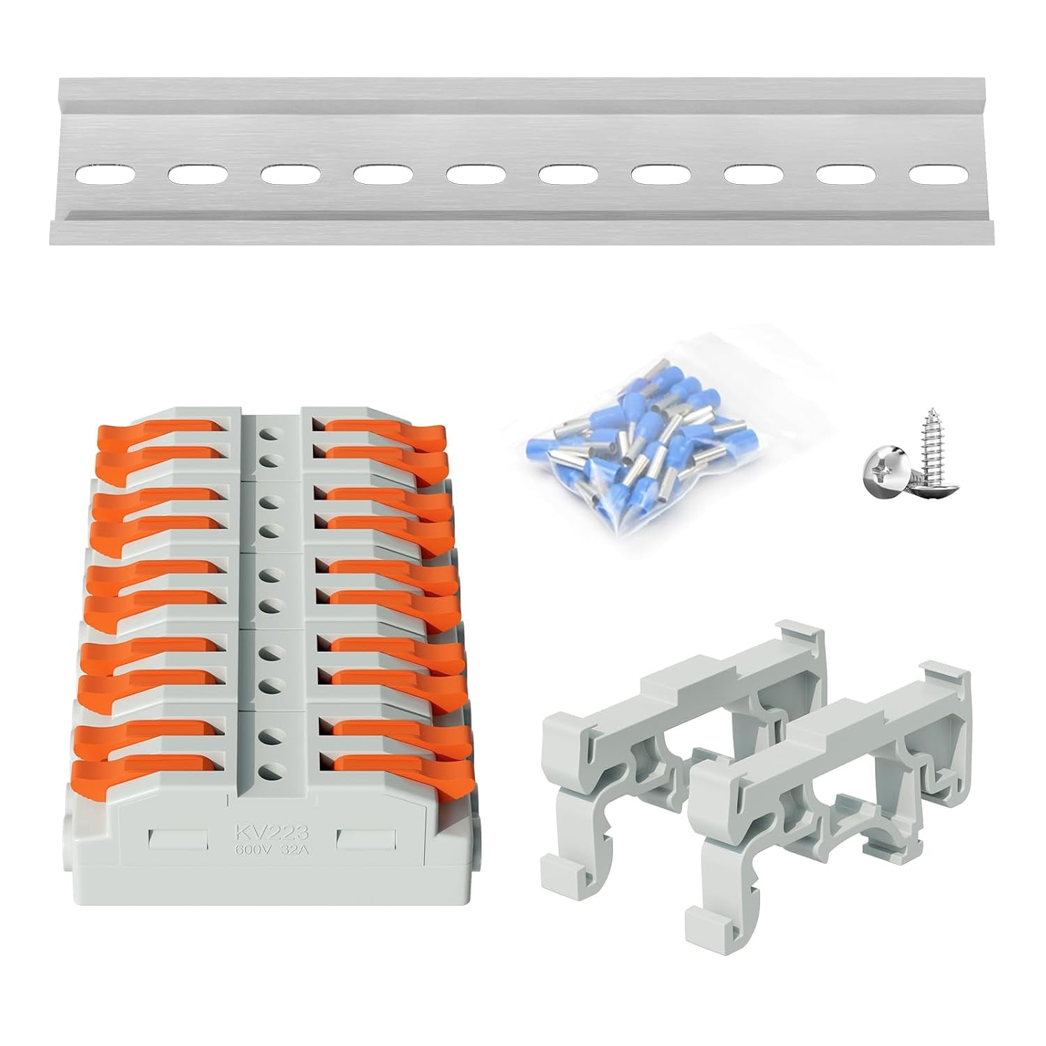 5Pcs DIN Terminal Blocks, 2 Conductor Splicing Connectors - Walmart.com