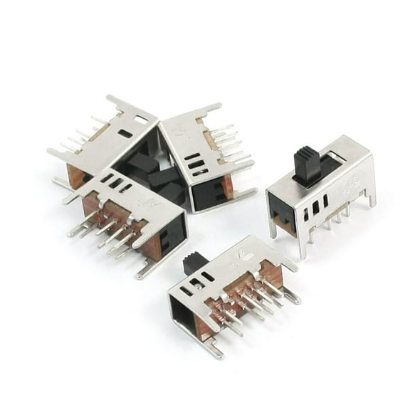 5Pcs DP3T ON/OFF/ON 3 Position 8 Terminals Miniature Horizontal Slide Switch