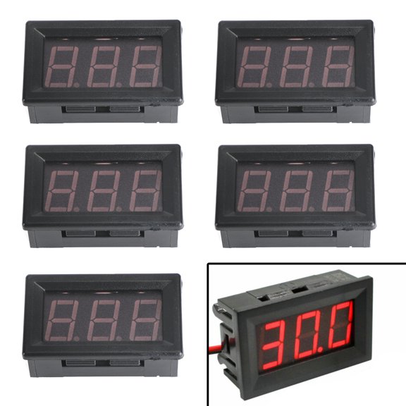 5Pcs Dc5-120V 0.56" 2 Wire Led Digital Display Panel Voltmeter Volt Tester Red