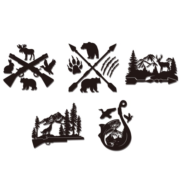 5Pcs Deer Bear Birds Wolf Hunting Reflective Vinyl Car Decal Stickers Hunting Animals Outdoors Sticker Waterproof Vinyl Car Window DecalsDIY