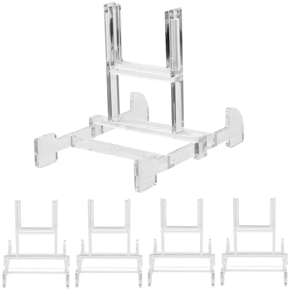FONDOTIN 5-Pack Clear Acrylic Photo Holders for Home and Office, Transparent Picture Display Stands