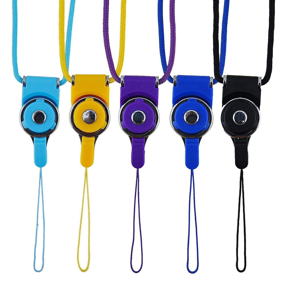 5Pcs Detachable Cell Phone Neck Lanyard Candy Color Braided Neck Leather Strap with Bear for 6s