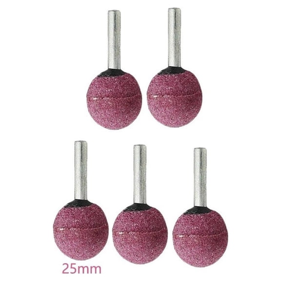5Pcs Diamond Round Ball Burr Drill Bit Set For Carving Engraving 6Mm Shank 6X25Mm Red