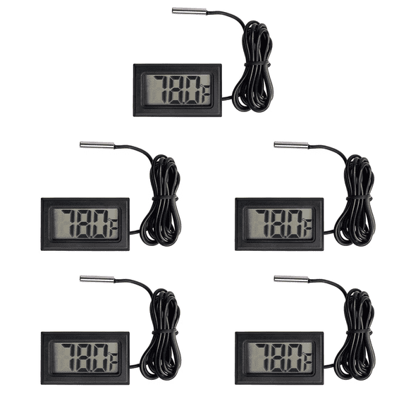 5Pcs Digital LCD Thermometer with Probe Fridge Water Temperature Monitor Fahrenheit