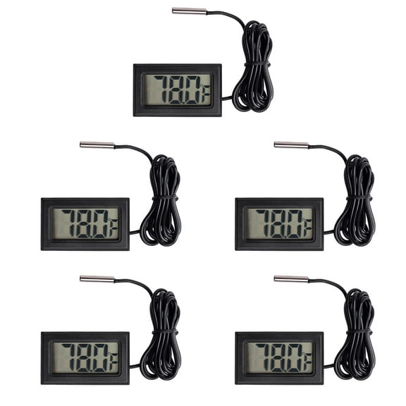 5Pcs Digital LCD Thermometer with Probe Fridge Water Temperature Monitor Fahrenheit