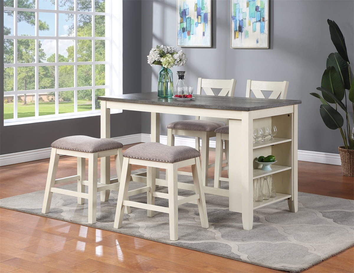 5Pcs Dining Table Set, Counter Height High Dining Table with High ...
