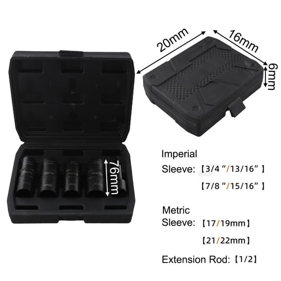 5Pcs Double Ended Drive Socket Set Metric Imperial With Extension Bar Nut Socket