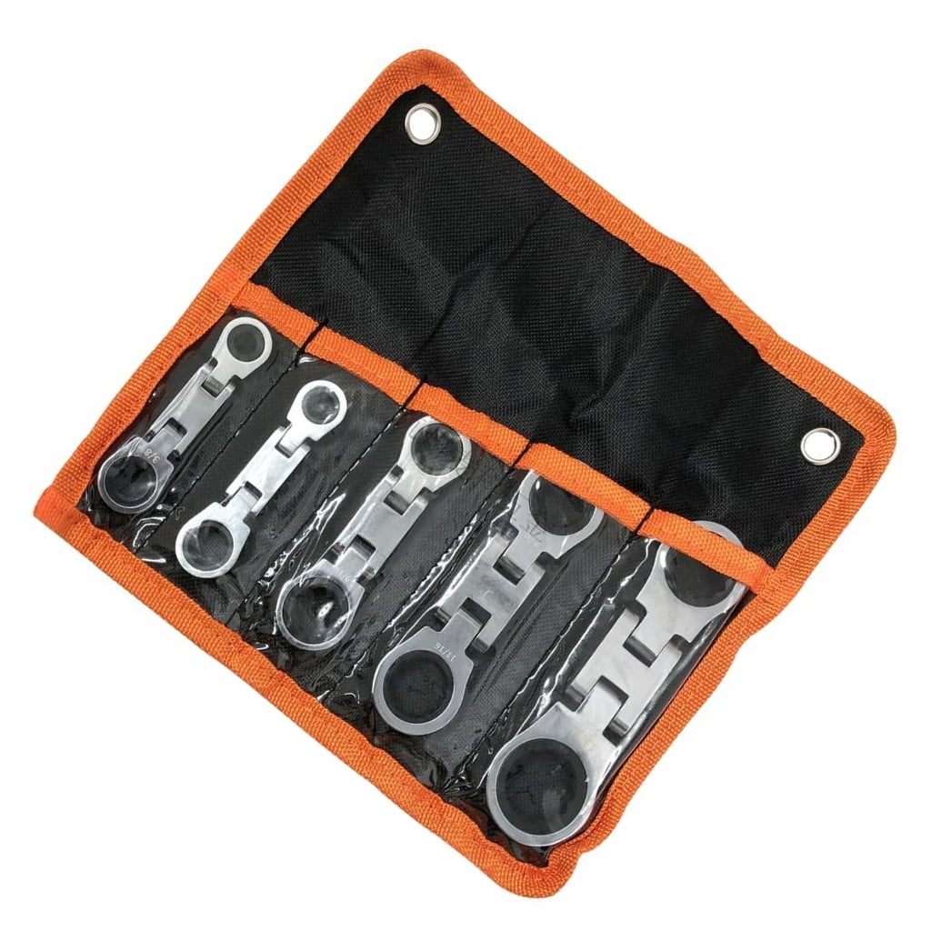 5Pcs Double Ended Ratcheting Wrench Set Adjustable Wrench 72 Tooth Blossom Spanner Hand Tool for Automotive