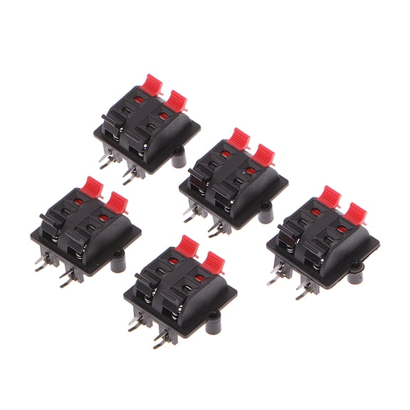 5Pcs Double Row 4 Position Cable Clip Push Type Speaker Terminal Panel Connector