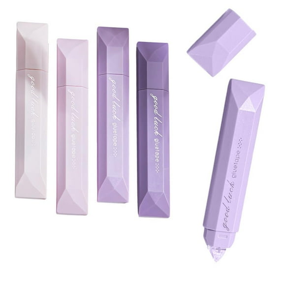 5Pcs Double Sided Tape Pens, 2025 New Multipurpose Double Sided Tape Roller for Scrapbooking, Gift Wrapping, Photo Mounting, Gradient Color DIY Handwork Glue Stick for School Office & Crafts (Purple)