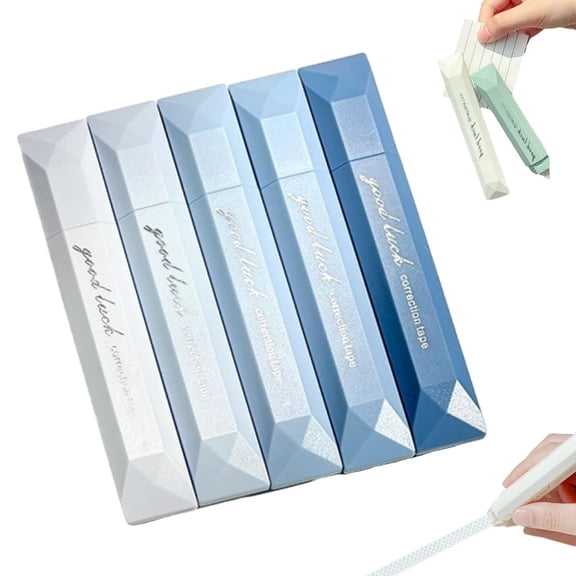 5Pcs Double Sided Tape Pens, Double-Sided Tape Roll, Craft Adhesive Glue Runner for Scrapbooking, Gift Wrapping, Photo Mounting, Office & Crafts (Blue)