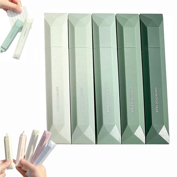 5Pcs Double Sided Tape Pens for Wrapping, Double Sided Gift Wrapping Tape, Craft Adhesive Glue Runner - Multipurpose Journaling Supplies, for Scrapbooking Craft Supplies Office (Green)