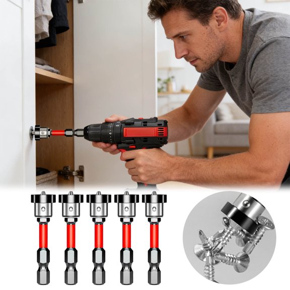 5Pcs Drywall Bit Attachment With Depth Stop Drywall Screwdriver Bits Gypsum Board Screwdriver Bits S2 Steel Hex Shank For Sheetrock And Plasterboard