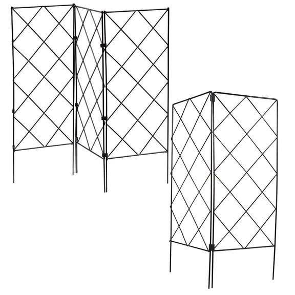 5Pcs Durable Black Trellis for Climbing Plants with Foldable Screwless Design