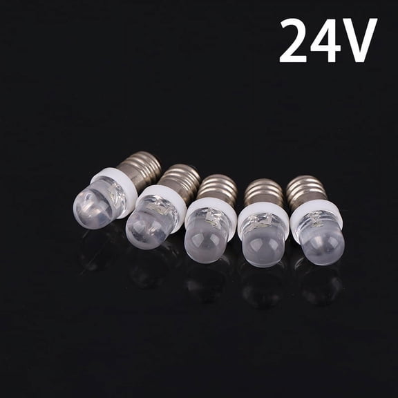 5Pcs E10 Led Bulb E10 DC 3V 6V 12V 24V Instrument Bulb E10 Indicator Bulb Old Fashioned Flashlight Torch DIY Work Mini Light