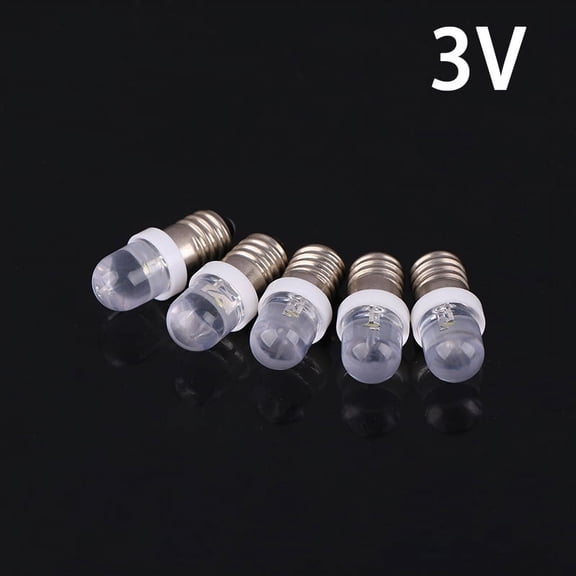 5Pcs E10 Led Bulb E10 DC 3V 6V 12V 24V Instrument Bulb E10 Indicator Bulb Old Fashioned Flashlight Torch DIY Work Mini Light
