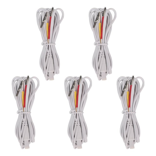 5Pcs Ear Clip Stimulator White Insulated Clip Copper Wire PVC Sleeve