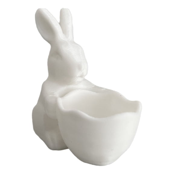 5Pcs Easter Bunny Ornament With Basket, Uscallm Easter Bunny Decor Ceramic Egg Cup Holder, Adorable Rabbit Ornament with Basket, Spring Kitchen Table Centerpiece, Cute Home Easter Gift Decoration