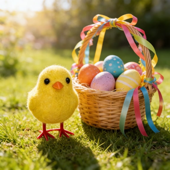 5Pcs Easter Flocked Chicks Decorations, CQCYD Easter Decorations, Flocked Chicks Easter Ornaments, Plastic Yellow Chick Figurines for Easter Egg Hunts, Spring Table Centerpiece, Home and Party Decor