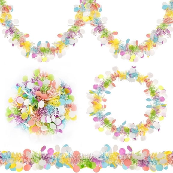 5Pcs Easter Tinsel Garland, 78.7" Colorful Spring Garland Perfect Easter Decorations Indoor Decor for Mantle, Home & Holiday