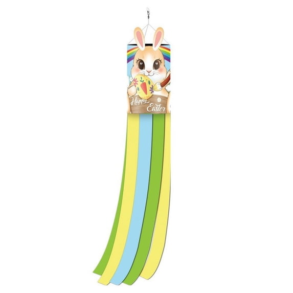 5Pcs Easter Windsock! Yrmaups Easter Windsock Flag for Outdoor, Bunny Gnome Hanging Windsock, Colorful Spring Yard Decoration, Tails Streamer for Porch
