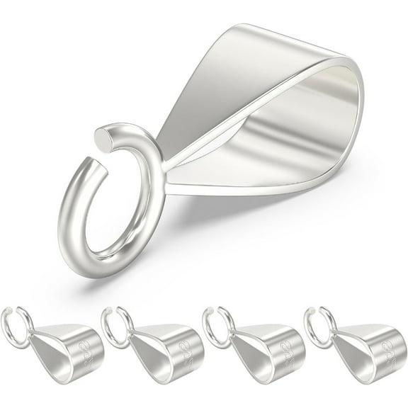 5Pcs Elegant 925 Sterling Silver Slider Bail, Open Jump Ring Pendant Clasp for Charm Necklaces, Perfect DIY Jewelry Gift for Women (Made in Italy)