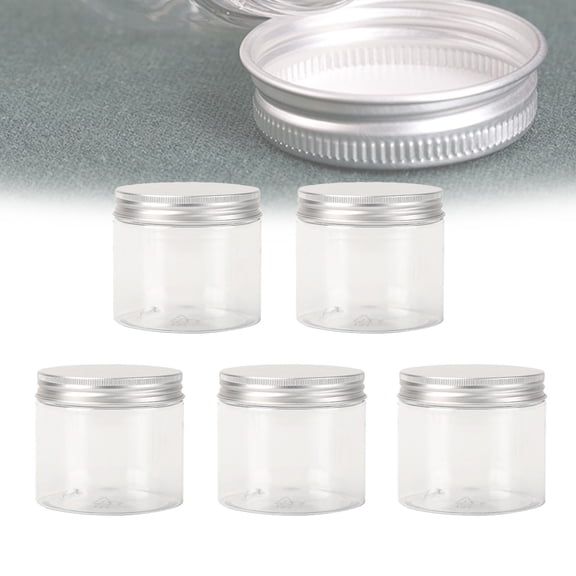 5Pcs Empty Clear PET Bottles with Screw Aluminum Cap 30ml Mini Container Jars Refillable Plastic Box for Essential Oil Powders Cream Ointments Makeup Sample - 40x42.5mm