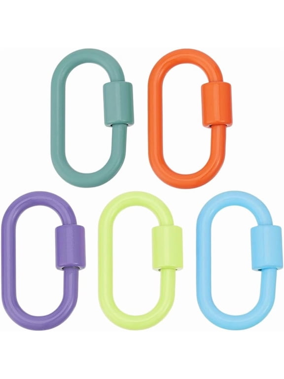5Pcs Enamel Carabiner Lock Screw Carabiner Clip Hook Buckle Screw Locking Keychain 5 Colors Oval Keyring Holder Clasp Craft Supply