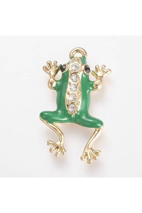 5Pcs Enamel Style Alloy Frog Pendants Pendant Charmwith Rhinestones Golden Frog Pendant Decoration