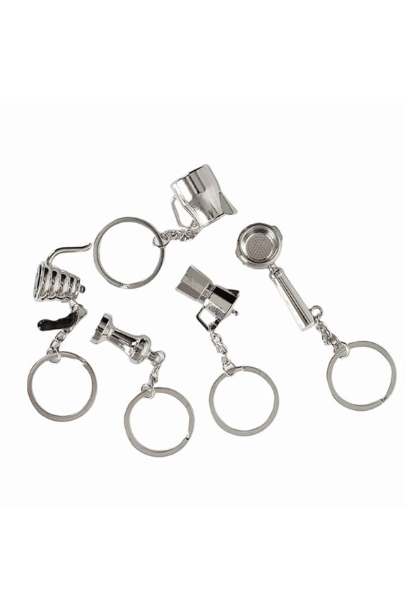 5Pcs Espresso Machine Portafilter Keychain Coffee Accessory Small Coffee Tool Key Organizers Present for Men and Women