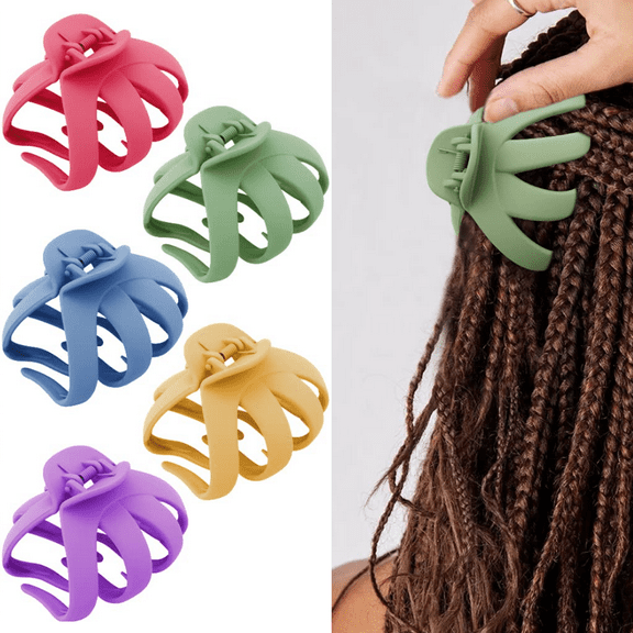 5Pcs Extra Large Claw Clips for Thick Hair, Jumbo Octopus Hair Clips, 3.15" Big Hair Claws for Women and Girls, Assorted Colors