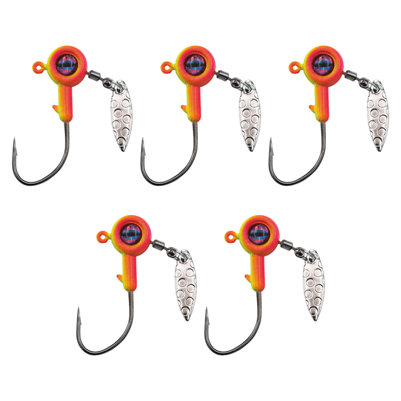 5Pcs Eye Fishing Jigs Hook Double Locking Triangular Hook Spinner Sequins Jigs Hook Fishing Rotating Sequins Jigs Lures