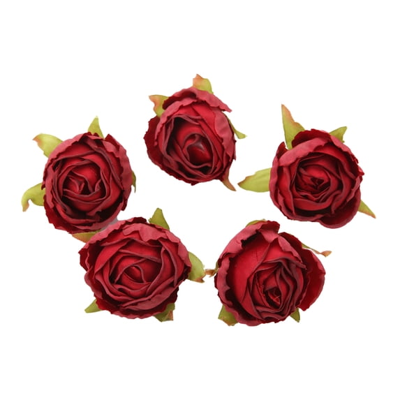 5Pcs Fabric Rose Heads Vintage Colors DIY Decoration Handcraft Simulation Flower Indoor Landscape Ornaments Wedding Party Decoration