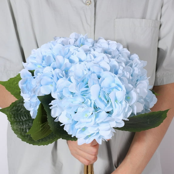 5Pcs Fake White Flowers Artificial Silk Hydrangea Flowers Bouquets Faux Hydrangea Stems for Home Table Centerpieces Wedding Party Decoration