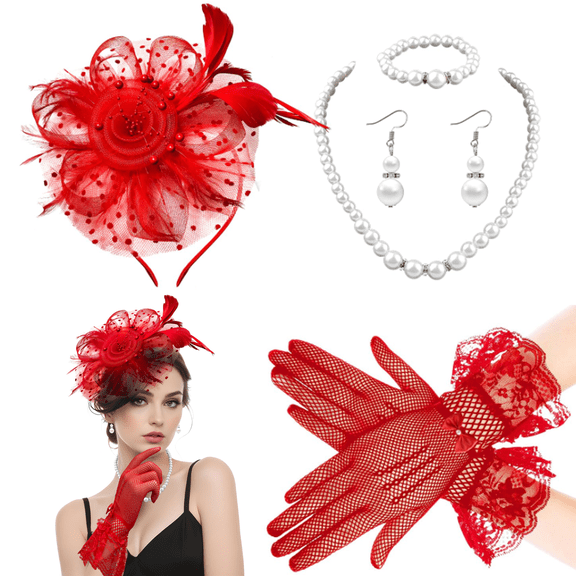 5Pcs Fascinators Hat for Women Tea Party Veil Mesh Headband Feather Hat for Women Veil Tea Party Hats