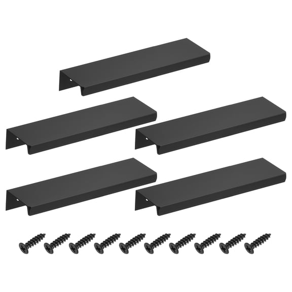 5Pcs Finger Pulls, 120mm/4.72 Inch Aluminum Hidden Cabinet Edge Handles, Modern Concealed Tab Pulls Hardware for Kitchen, Furniture, Drawer, Wardrobe, Black