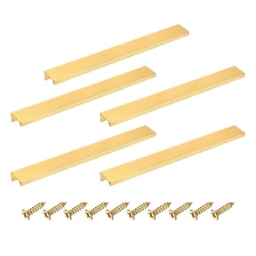 5Pcs Finger Pulls, 250mm/9.84 Inch Aluminum Hidden Cabinet Edge Handles, Modern Concealed Tab Pulls Hardware for Kitchen, Furniture, Drawer, Wardrobe, Gold