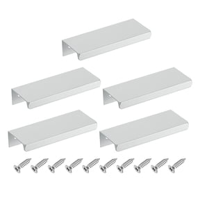 5Pcs Finger Pulls, 80mm/3.15 Inch Aluminum Hidden Cabinet Edge Handles, Modern Concealed Tab Pulls Hardware for Kitchen, Furniture, Drawer, Wardrobe, Silver