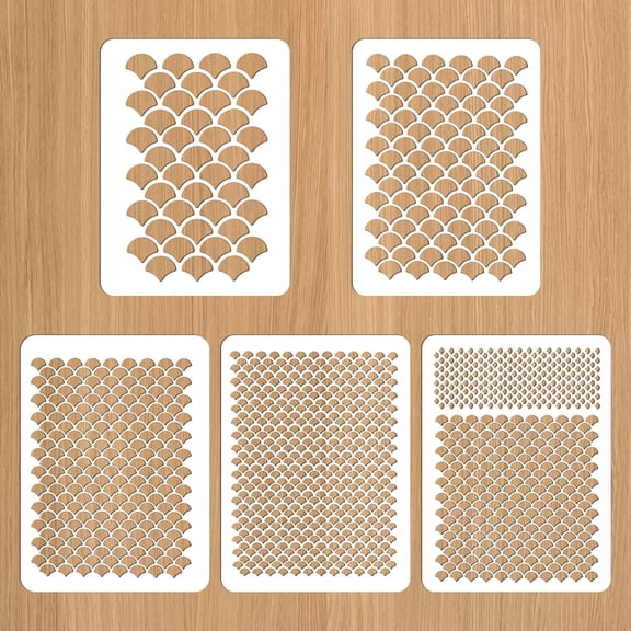 5Pcs Fish Scale Stencil, Face Painting Stencils, Mermaid Reusable Plastic Template for on Wall, Face, Body 5 -