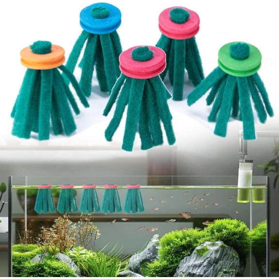 5Pcs Fish Spawning Mops: Floating Egg Collector for Aquarium Tanks, Floating Spawn Mop, Breeding Fiber Tool, Soft Sponge Breeding Grass for Fry Protection and Fish Farming Supplies (5pcs)